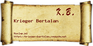 Krieger Bertalan névjegykártya